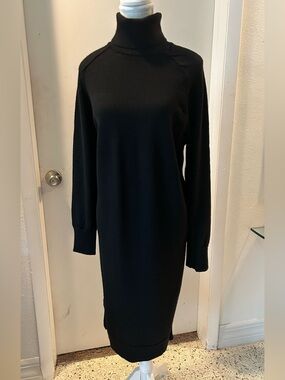 Alex Marie Black Turtleneck Sweater Dress - Classic Knit Shift
